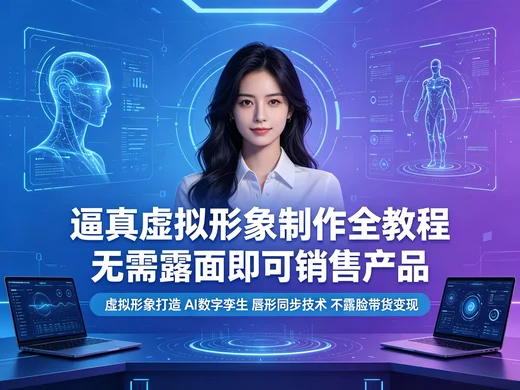 虚拟形象 IP 打造教程 无需露面 AI 带货变现课【1.2GB】 虚拟形象 IP 打造教程 无需露面 AI 带货变现课【1.2GB】