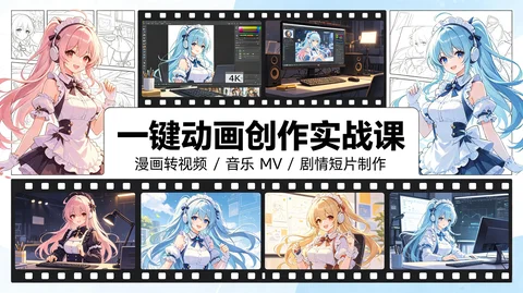 一键动画创作实战课 漫画转视频 + 音乐 MV + 剧情短片全教程【776.3MB】 一键动画创作实战课 漫画转视频 + 音乐 MV + 剧情短片全教程【776.3MB】