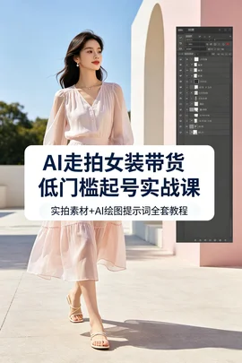 AI 走拍女装短视频带货全套实操课:项目搭建 + 实拍素材 + AI 绘图提示词完整素材包【76MB】 AI 走拍女装短视频带货全套实操课:项目搭建 + 实拍素材 + AI 绘图提示词完整素材包【76MB】