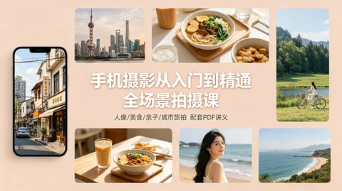 手机摄影从入门到精通 日常 + 自拍 + 亲子 + 风光完整实操合集【1.9GB】 手机摄影从入门到精通 日常 + 自拍 + 亲子 + 风光完整实操合集【1.9GB】
