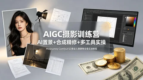 AIGC商业摄影实战:MJ提示词+置景合成+布光方案+精修 变现进阶【17G】 AIGC商业摄影实战:MJ提示词+置景合成+布光方案+精修 变现进阶【17G】
