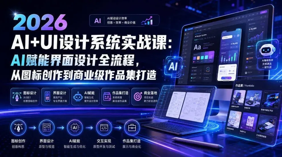 2026 《AI+UI设计系统实战课》AI界面设计全流程 MP4 [15.1GB]