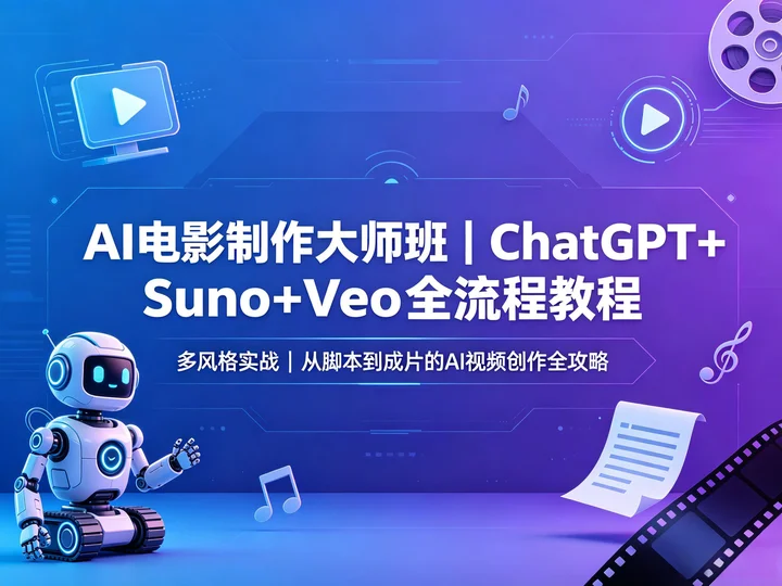 AI 电影制作全攻略｜ChatGPT+Suno+Veo+CapCut 工具链教学【2.1GB】