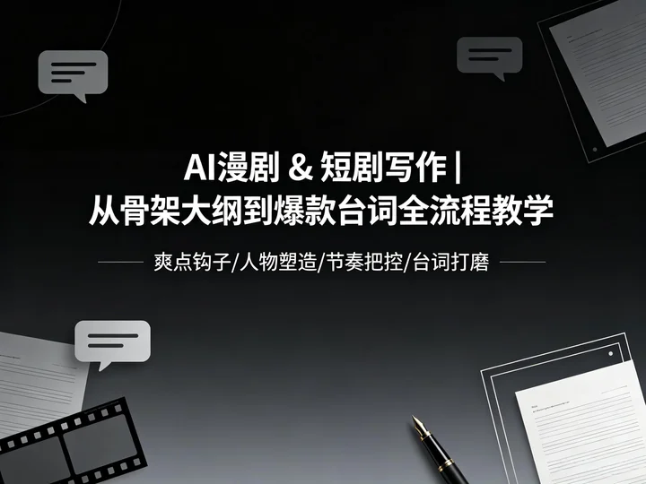 AI 漫剧 & 短剧写作|从骨架大纲到爆款台词全流程教学【1.5GB】 AI 漫剧 & 短剧写作|从骨架大纲到爆款台词全流程教学【1.5GB】
