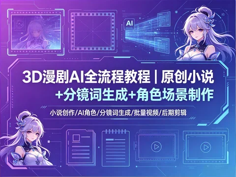 AI 3D 漫剧实战课｜原创小说 + 分镜词 + 角色场景 + 后期全流程【577.6MB】