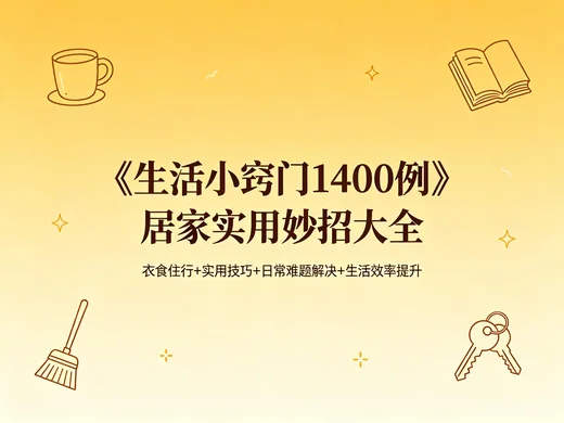 居家生活实用妙招大全 1400 例生活小窍门【8.1MB】 居家生活实用妙招大全 1400 例生活小窍门【8.1MB】