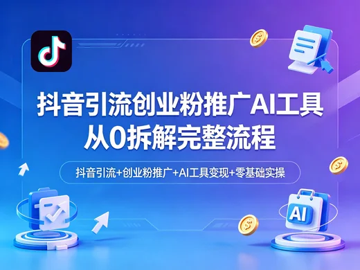 抖音创业粉引流项目 AI 工具推广全流程教程【111.4MB】