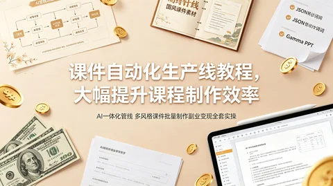 低成本AI课件副业：提示词模板＋PPT批量生成＋小红书图文＋私域卖课全流程【439MB】