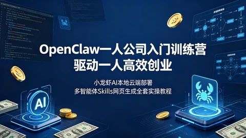 OpenClaw一人公司实战:部署+多智能体+网页生成+指令调试 从0变现【1.2GB】 OpenClaw一人公司实战:部署+多智能体+网页生成+指令调试 从0变现【1.2GB】