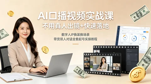 AI数字人口播实战：形象设计＋换装场景＋双人对话＋带货起号【238.7MB】