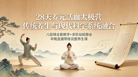 28天八段锦养元营：站桩静坐＋清静经＋分段带练 固本培元【18.6GB】
