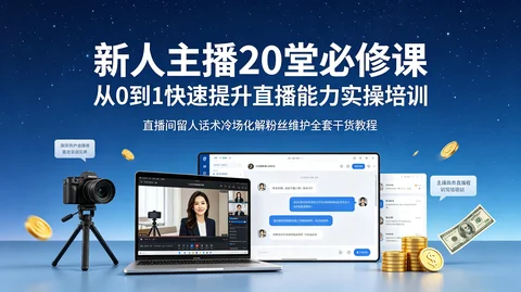 零基础主播成长课：话术技巧＋留人互动＋避坑指南＋粉丝维护 快速成长【428MB】