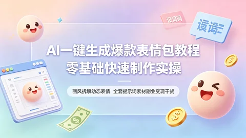 AI爆款表情包实战:画风拆解+动态生成+提示词+投稿变现 零基础全套【648MB】 AI爆款表情包实战:画风拆解+动态生成+提示词+投稿变现 零基础全套【648MB】