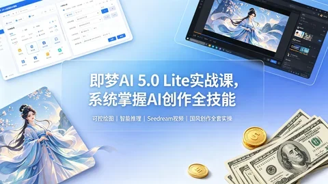 即梦AI 5.0实战：可控绘图＋联网检索＋指令遵循＋国风塑造 【293MB】