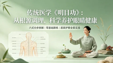 古法明目功：入门六式＋分步演练＋手型呼吸 缓解眼疲劳【642MB】