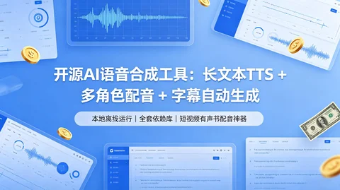 TTS本地配音:多角色语音+批量合成+字幕生成 离线免费【184.8MB】 TTS本地配音:多角色语音+批量合成+字幕生成 离线免费【184.8MB】