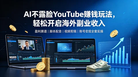 YouTube零露脸变现：高CPM垂类选题＋AI内容制作＋运营涨粉 【1.5GB】