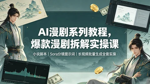 AI漫剧爆款实战:剧本大纲+人设分镜+提示词配图+视频拼接【118.5MB】 AI漫剧爆款实战:剧本大纲+人设分镜+提示词配图+视频拼接【118.5MB】