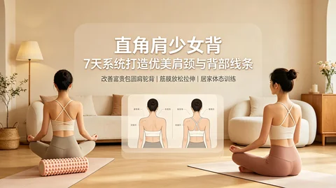 7天天鹅颈直角肩:筋膜放松+脊柱瑜伽+静态动态拉伸+无器械 改善圆肩驼背头前伸【2.2GB】 7天天鹅颈直角肩:筋膜放松+脊柱瑜伽+静态动态拉伸+无器械 改善圆肩驼背头前伸【2.2GB】